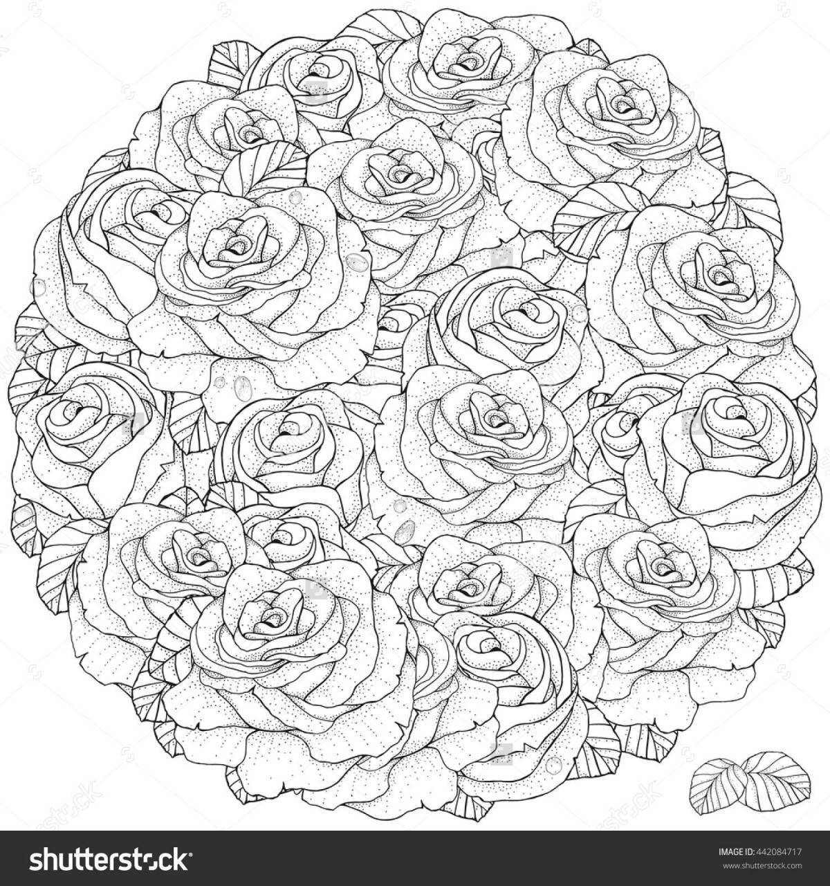 Charming rose coloring by numbers