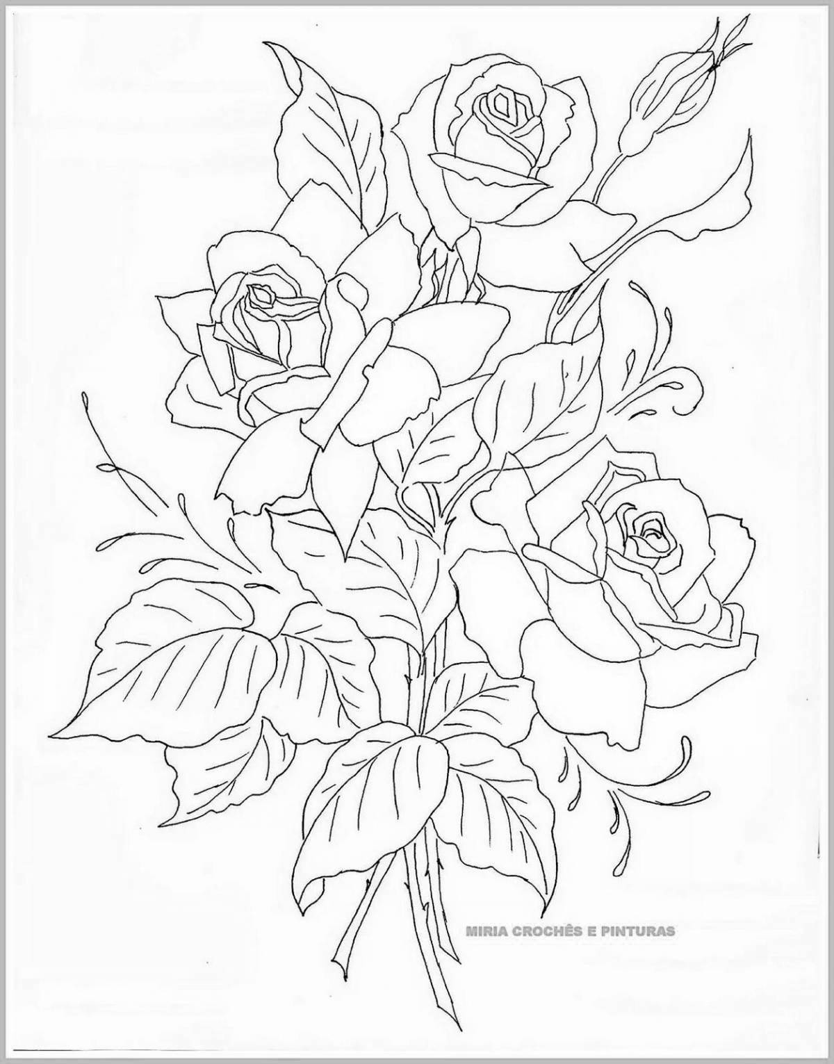 Charming rose coloring by numbers