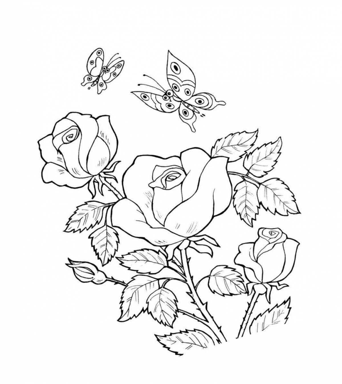 Playful rose coloring by numbers