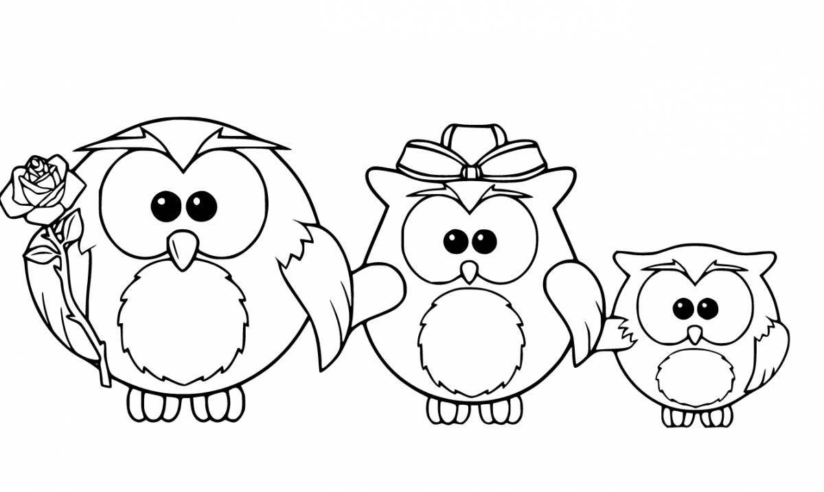 Charming owl coloring book for girls