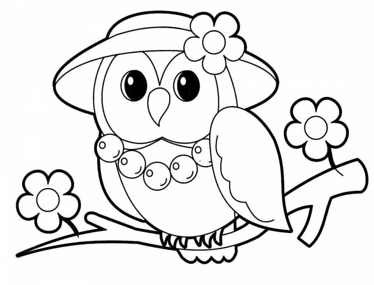 Lovely owl coloring book for girls
