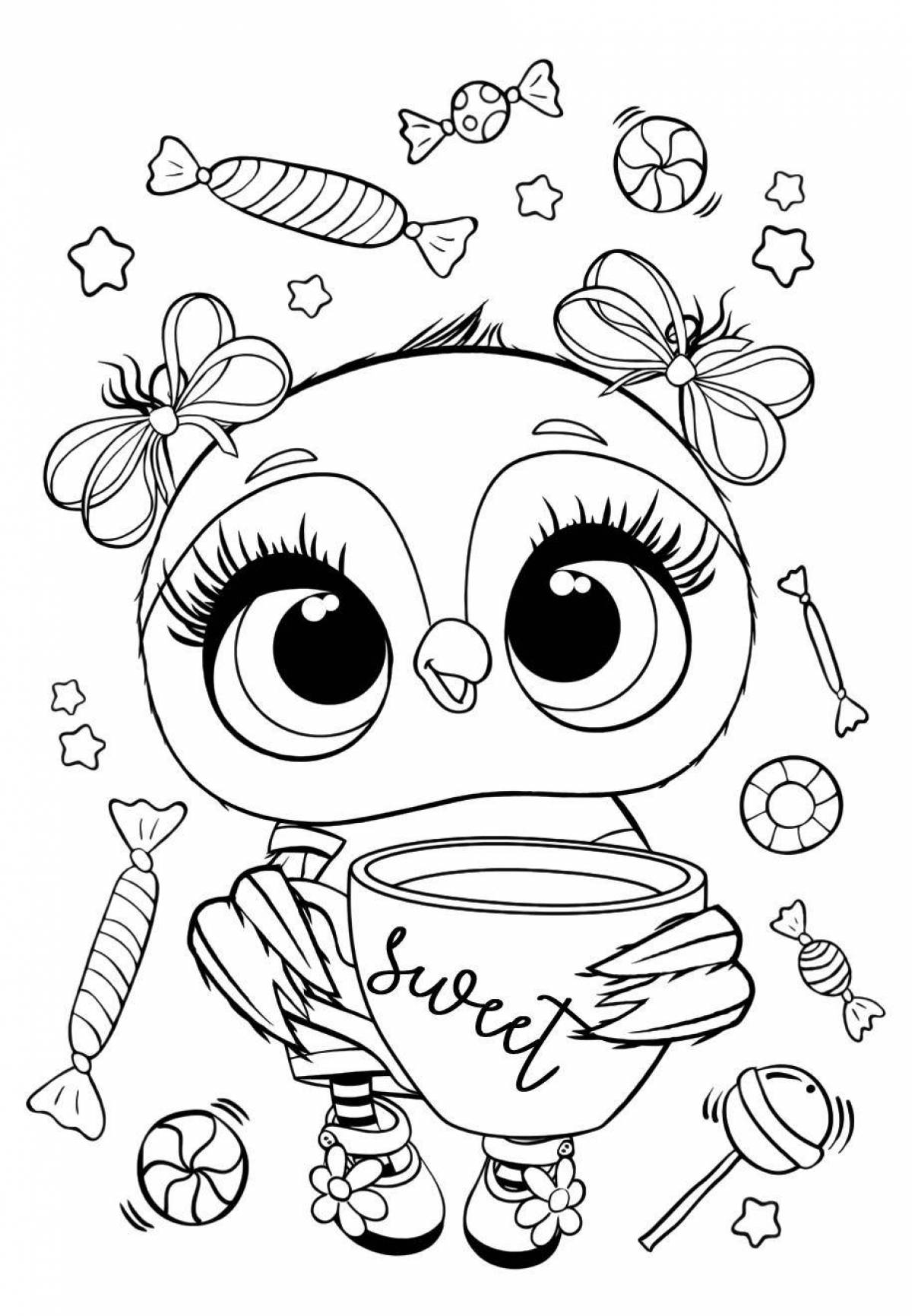 Fine owl coloring for girls