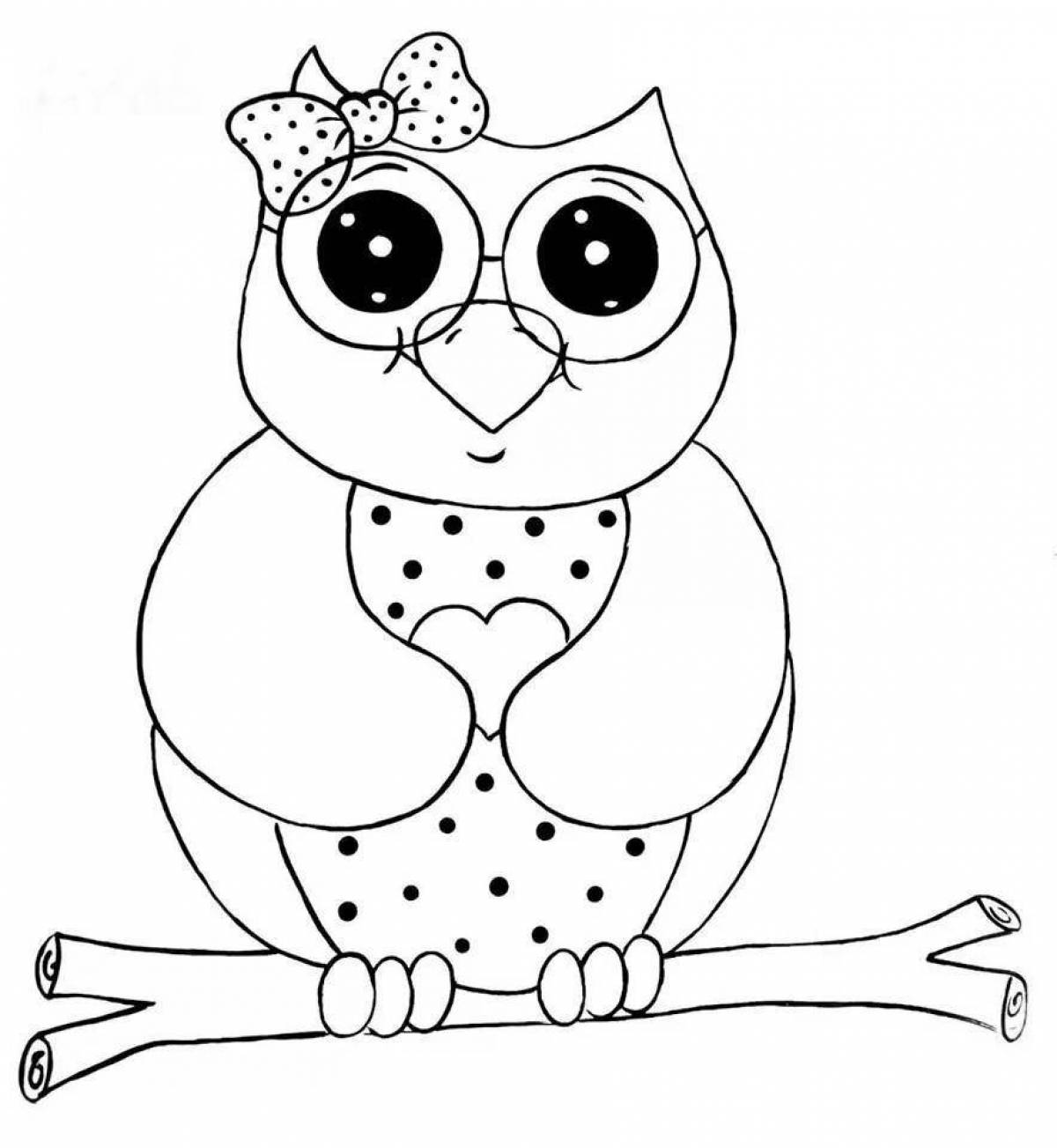 Fancy owl coloring for girls