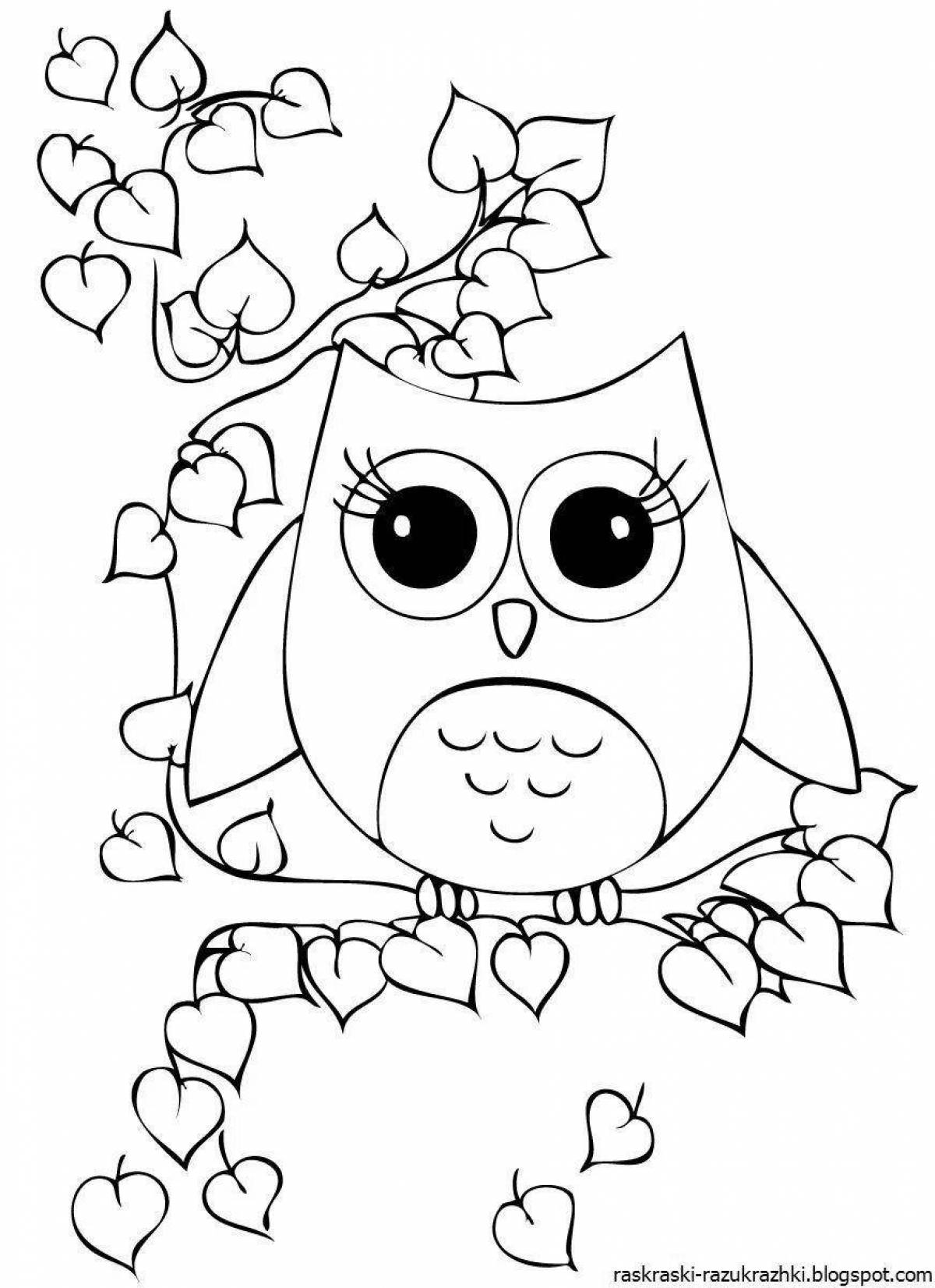 Violent owl coloring for girls