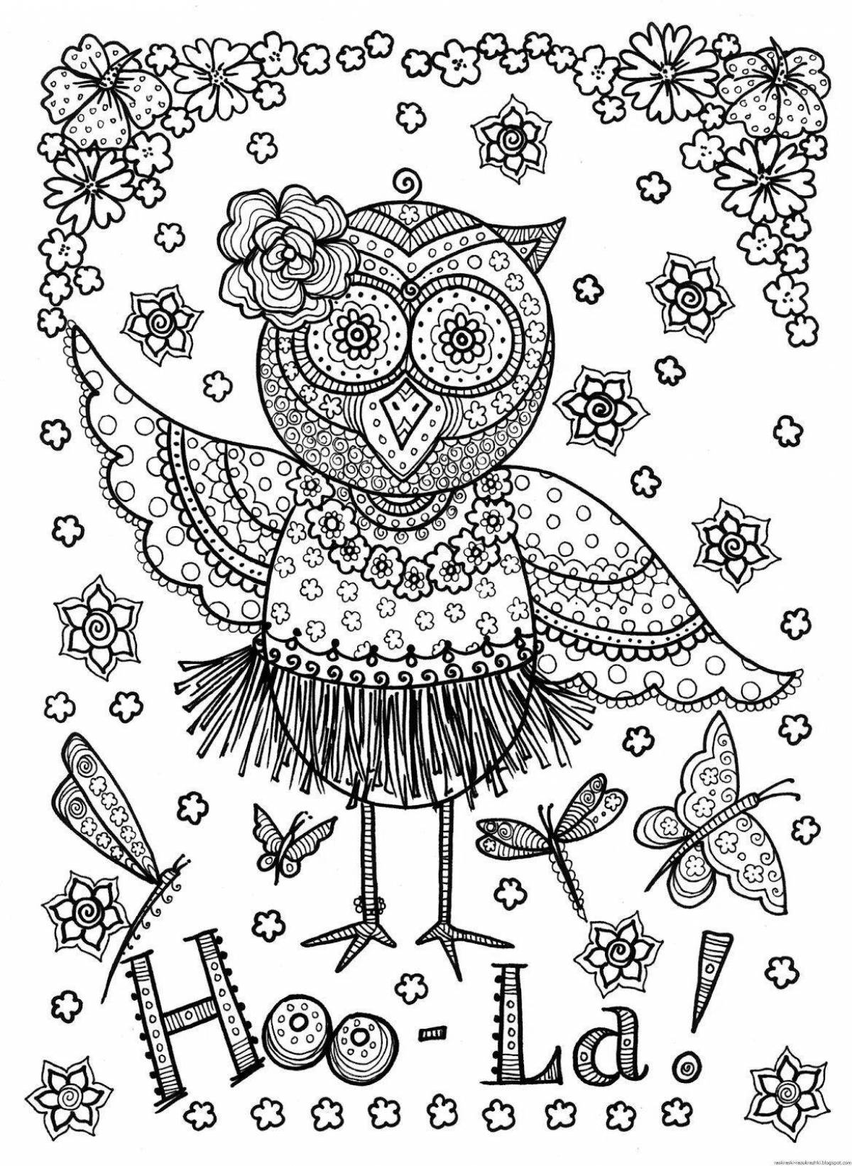Live coloring owl for girls