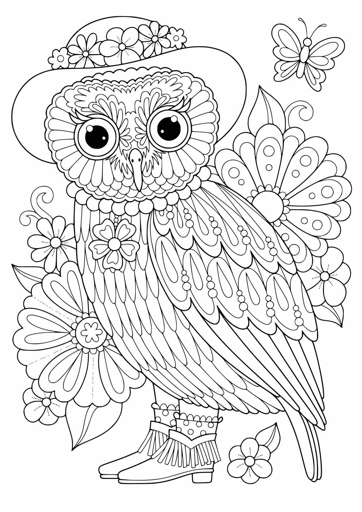 Animated owl coloring for girls