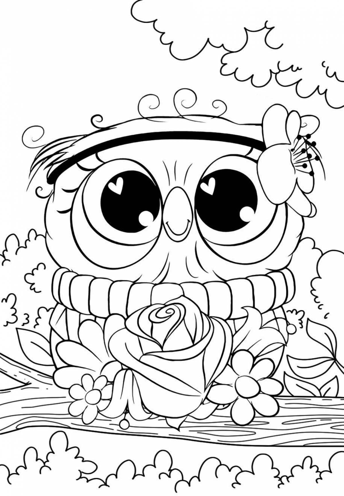 Elegant owl coloring for girls