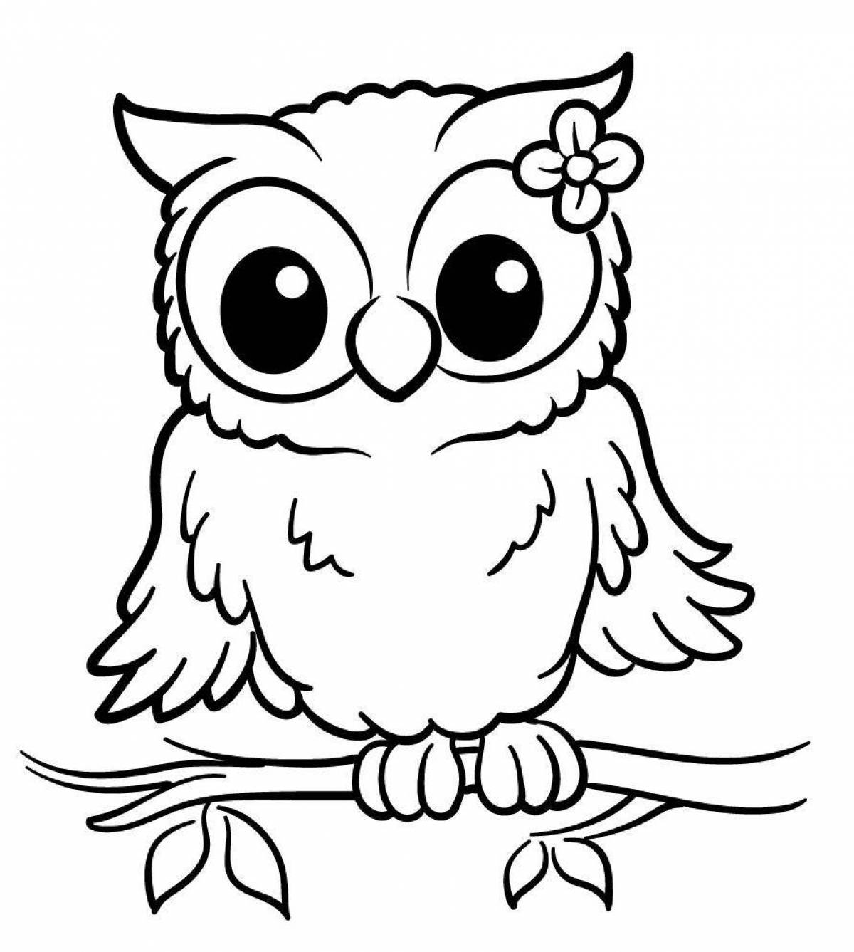 Exotic owl coloring book for girls