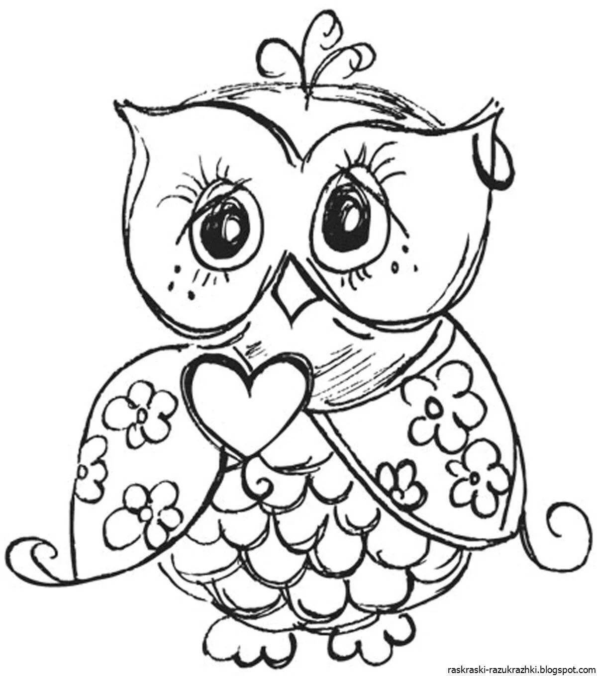 Creative owl coloring for girls