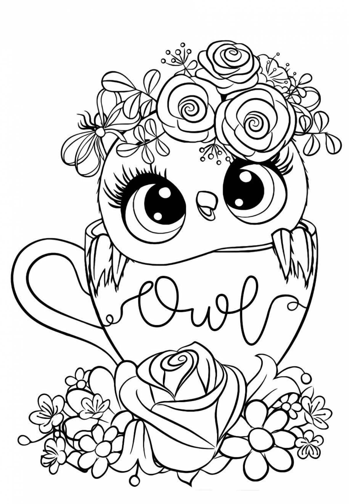 Unusual owl coloring for girls