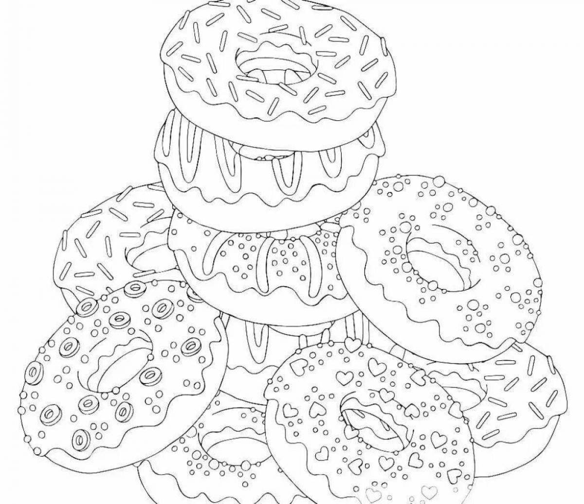 Glittering donut coloring page for girls