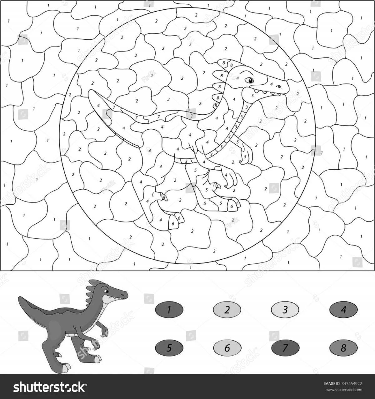 Dinosaurs playful coloring by numbers