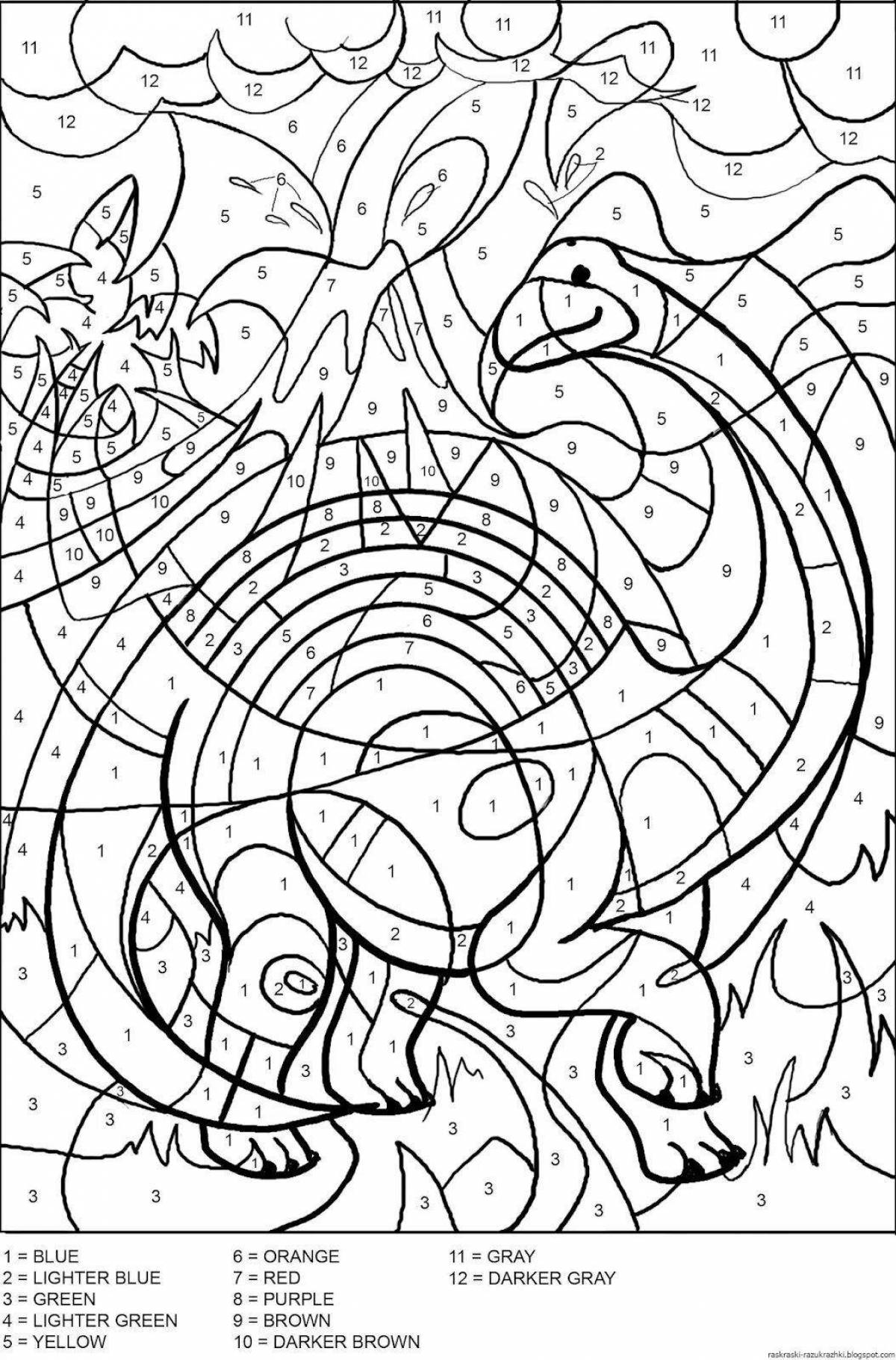 Awesome dinosaur coloring pages by numbers