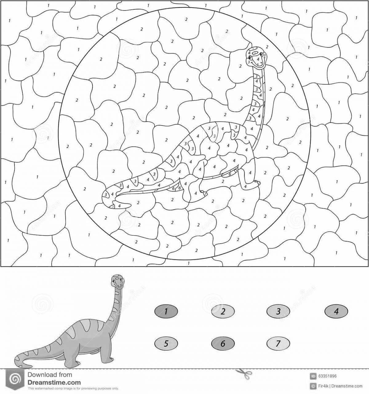 Изысканная раскраска динозавры по номерам