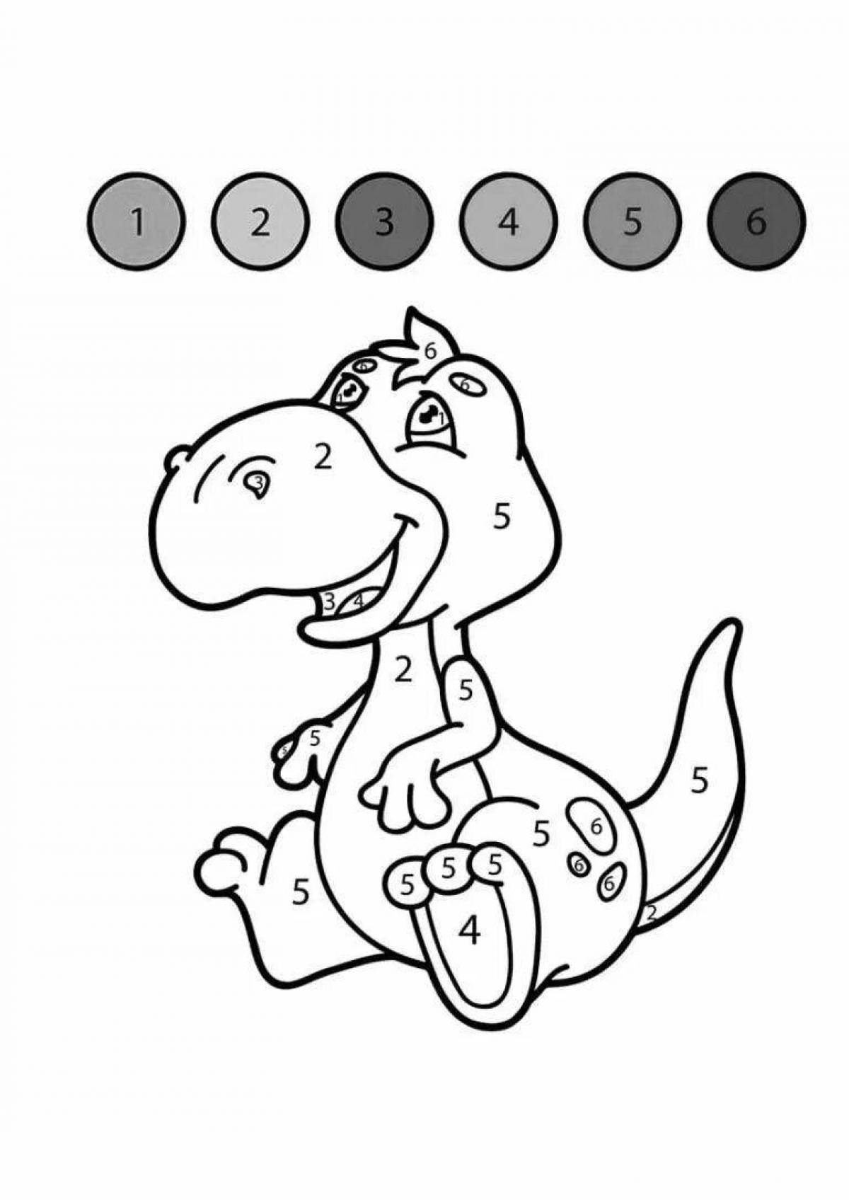 Dinosaur coloring by numbers shiny