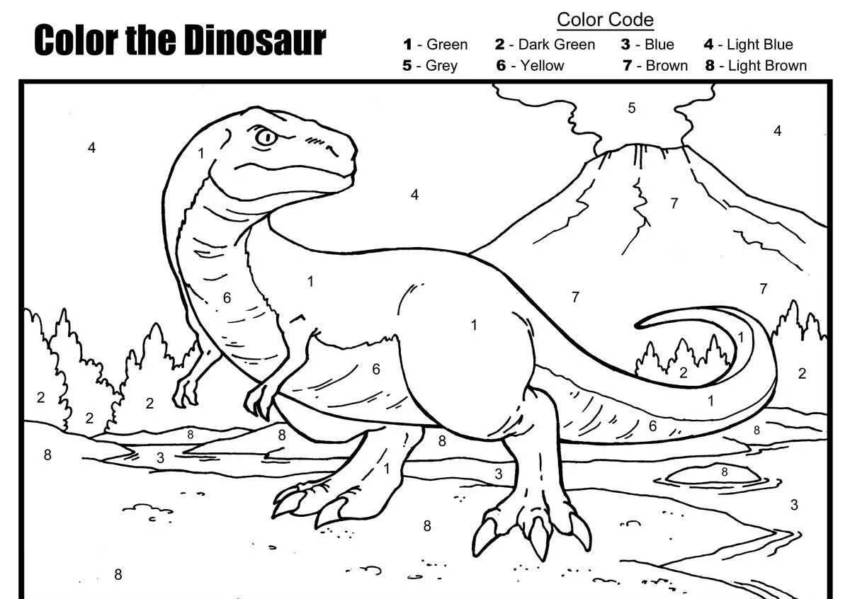 Эффектная раскраска динозавры по номерам