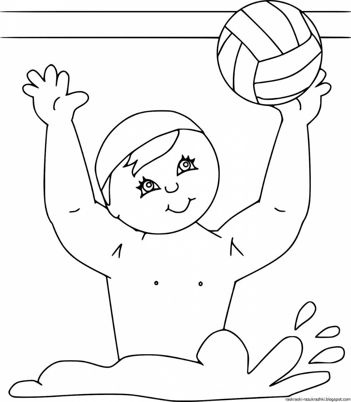Dynamic summer sports coloring page