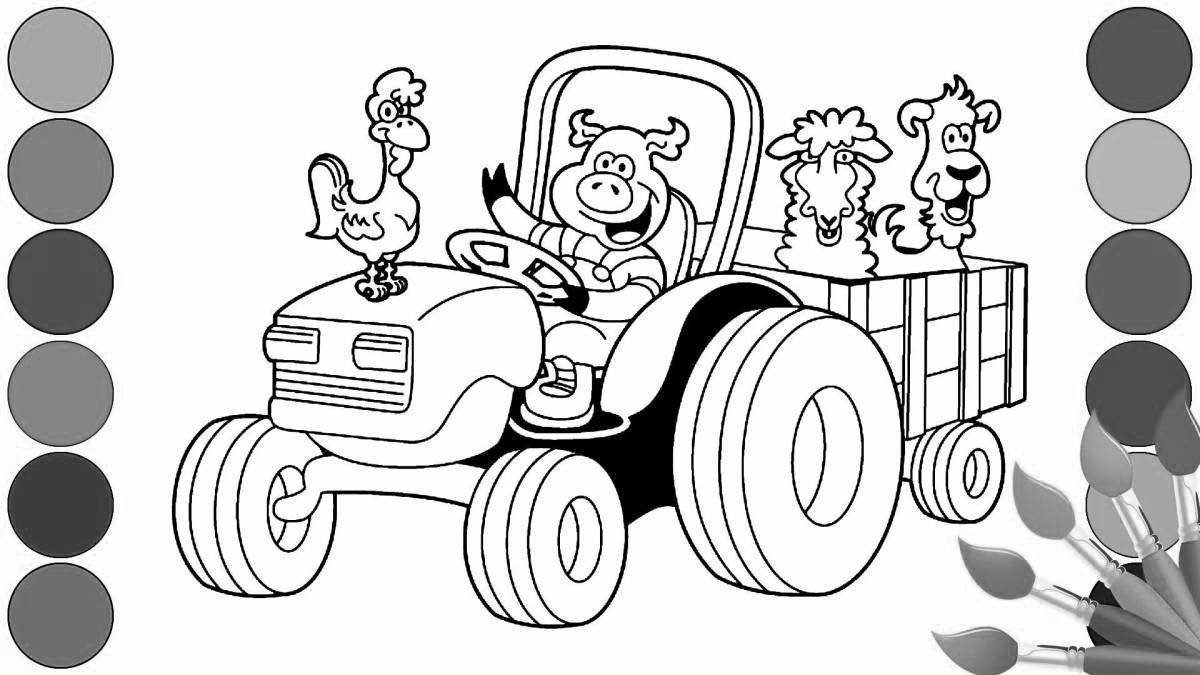 Gorgeous Blue Tractor coloring page