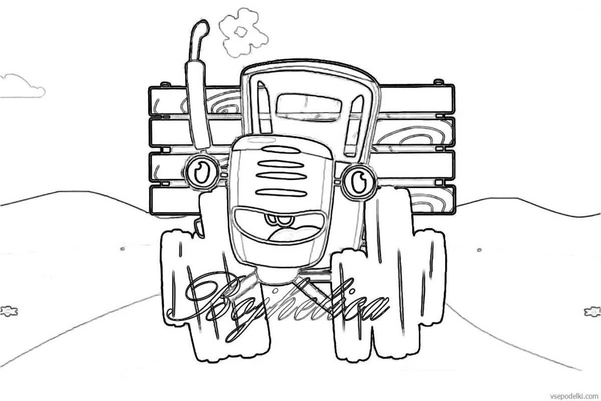 Grand baby blue tractor coloring page