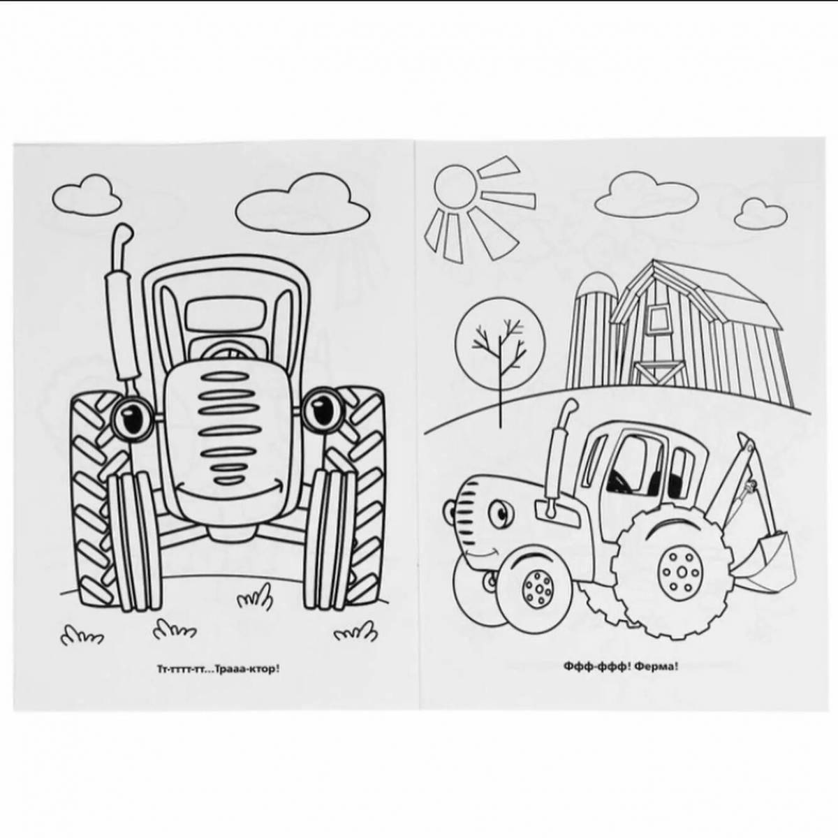 Serene baby blue tractor coloring page