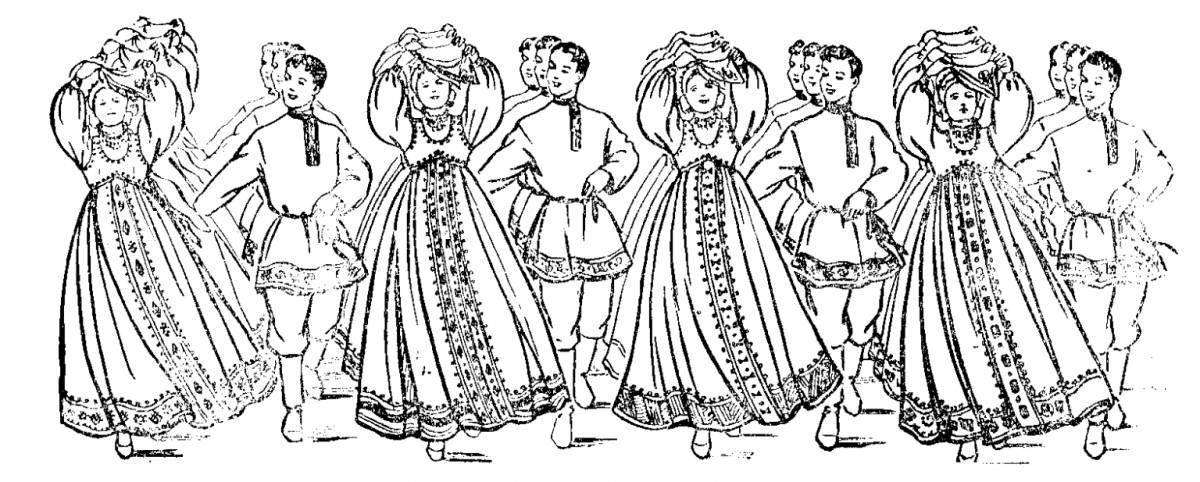 Coloring page glamorous Russian dance