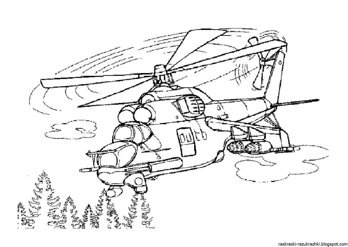 Coloring page dazzling Russian military equipment