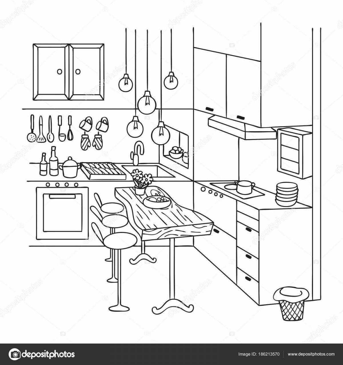 Attractive current side interior coloring page