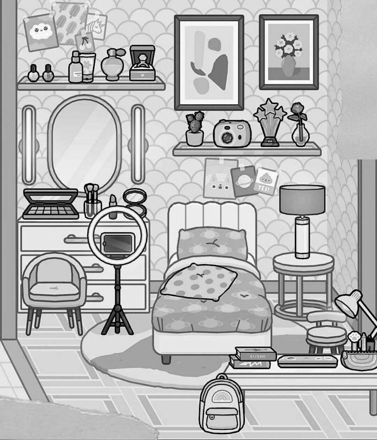 Attractive current side interior coloring page