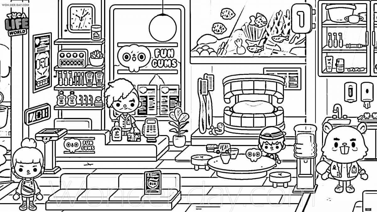Gorgeous current side interior coloring page