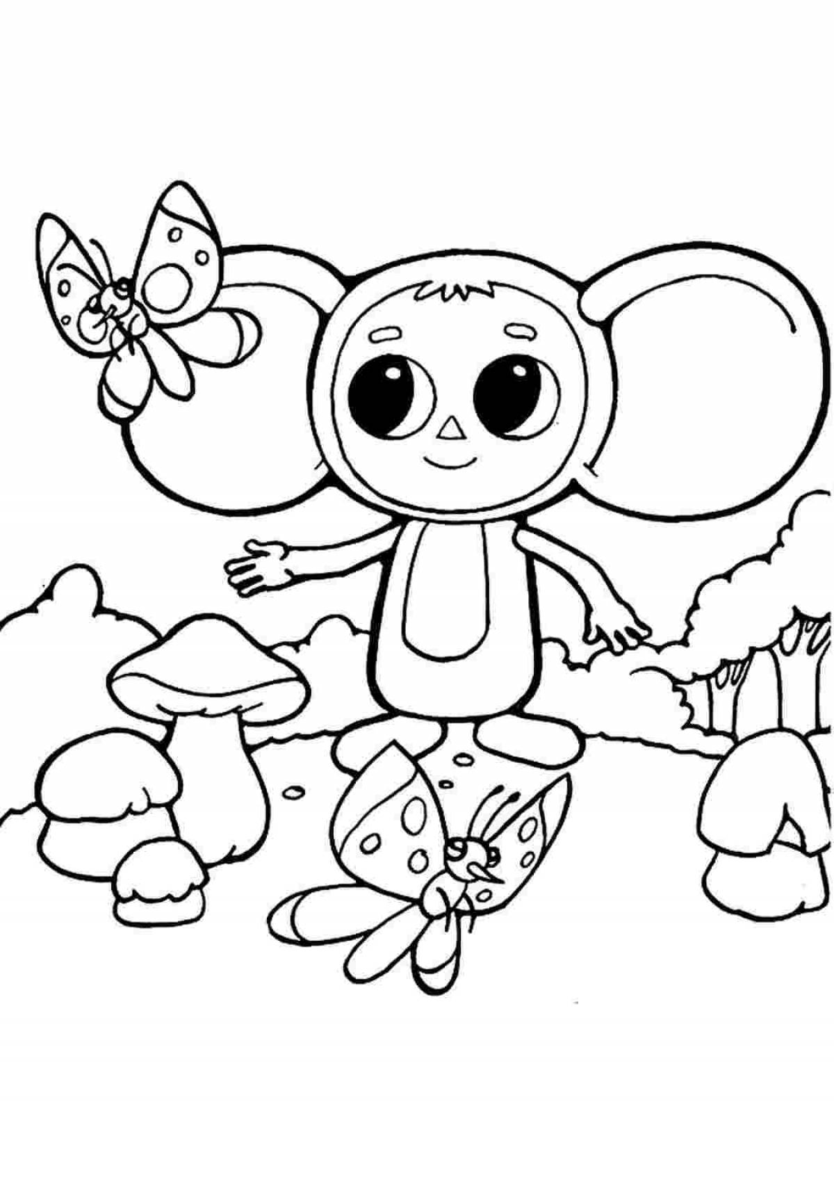 Picturesque cheburashka with flowers