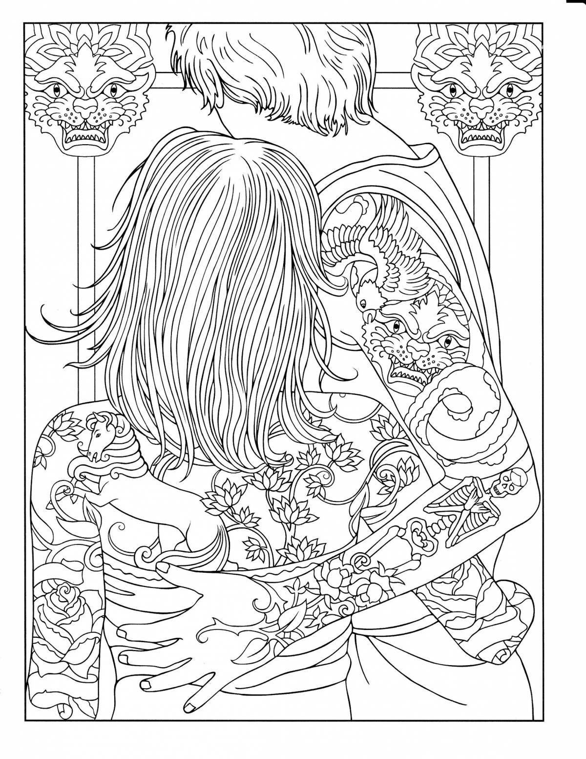 Colourful anti-stress coloring pages for men