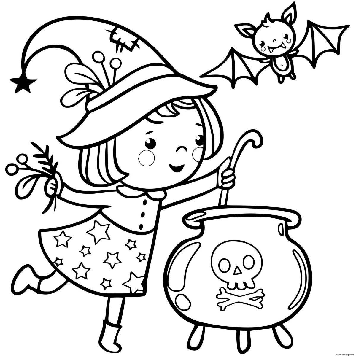 Mysterious halloween coloring book for girls