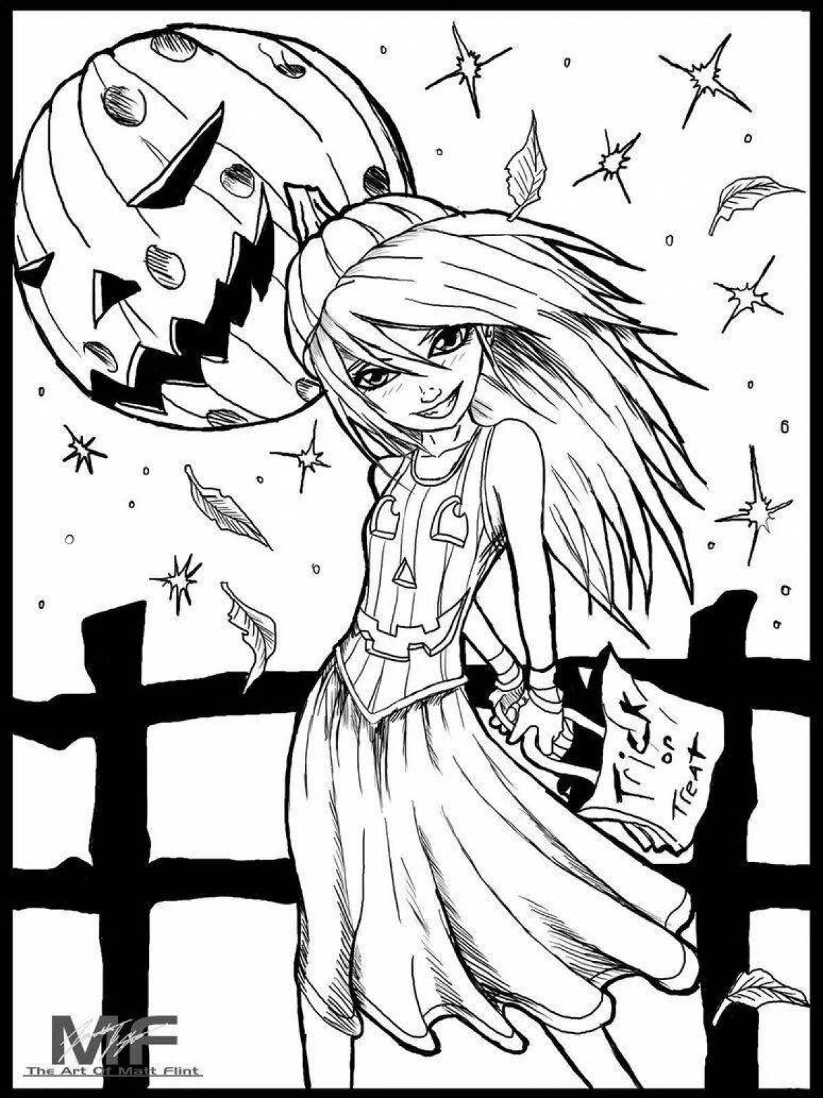 Amazing halloween coloring book for girls