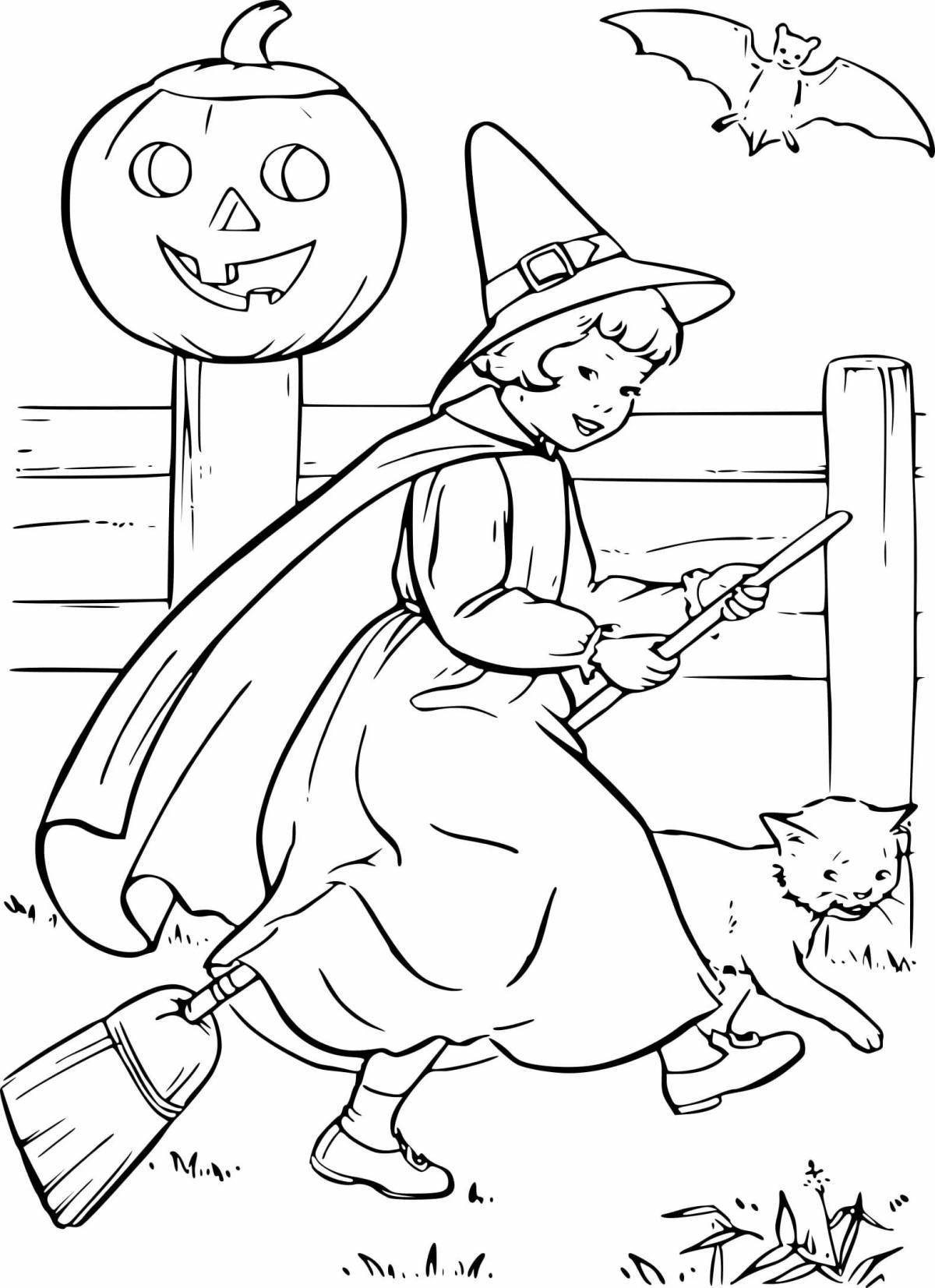 Playful halloween coloring book for girls