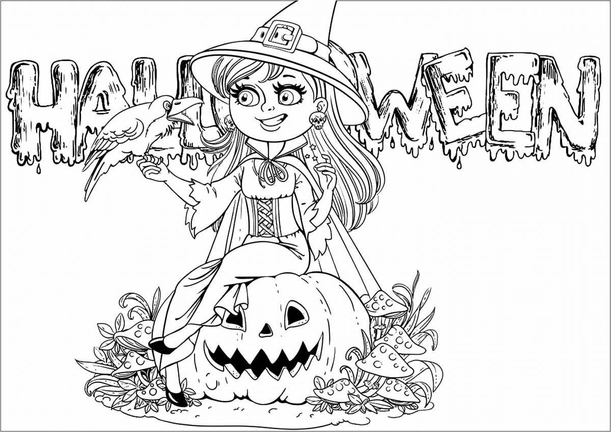 Colourful halloween coloring book for girls