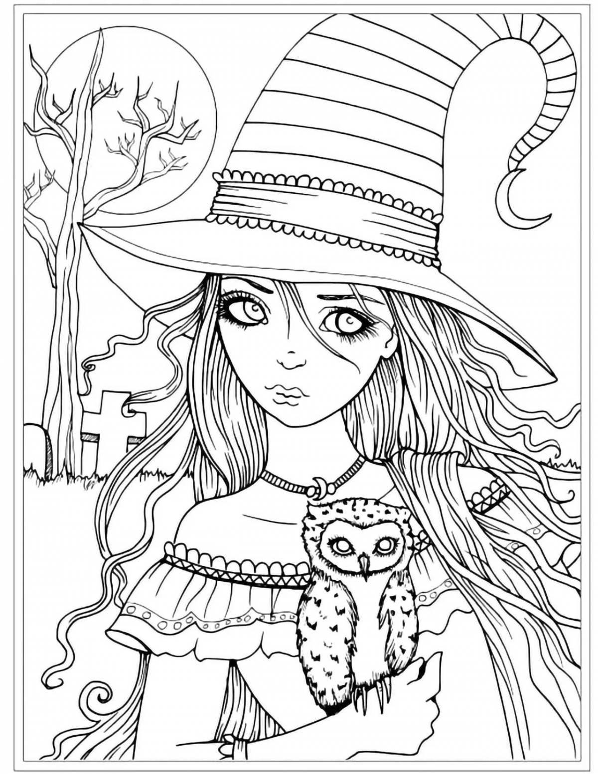 Halloween bright coloring for girls
