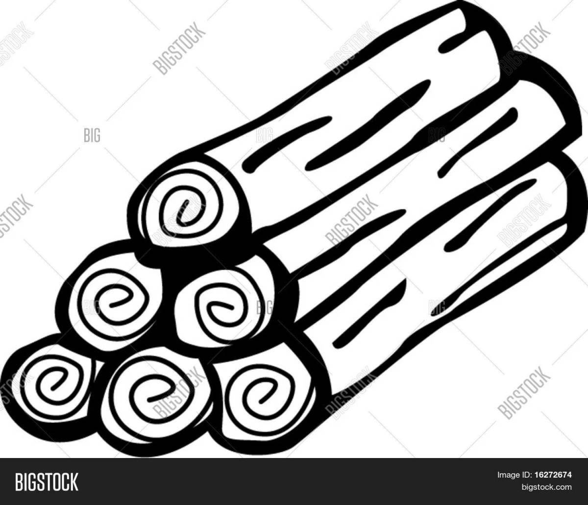 Coloring pages with firewood for children
