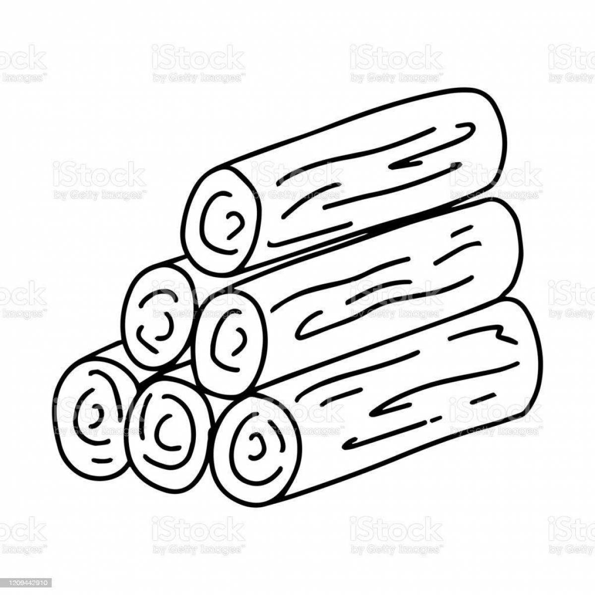 Playful firewood coloring page for kids