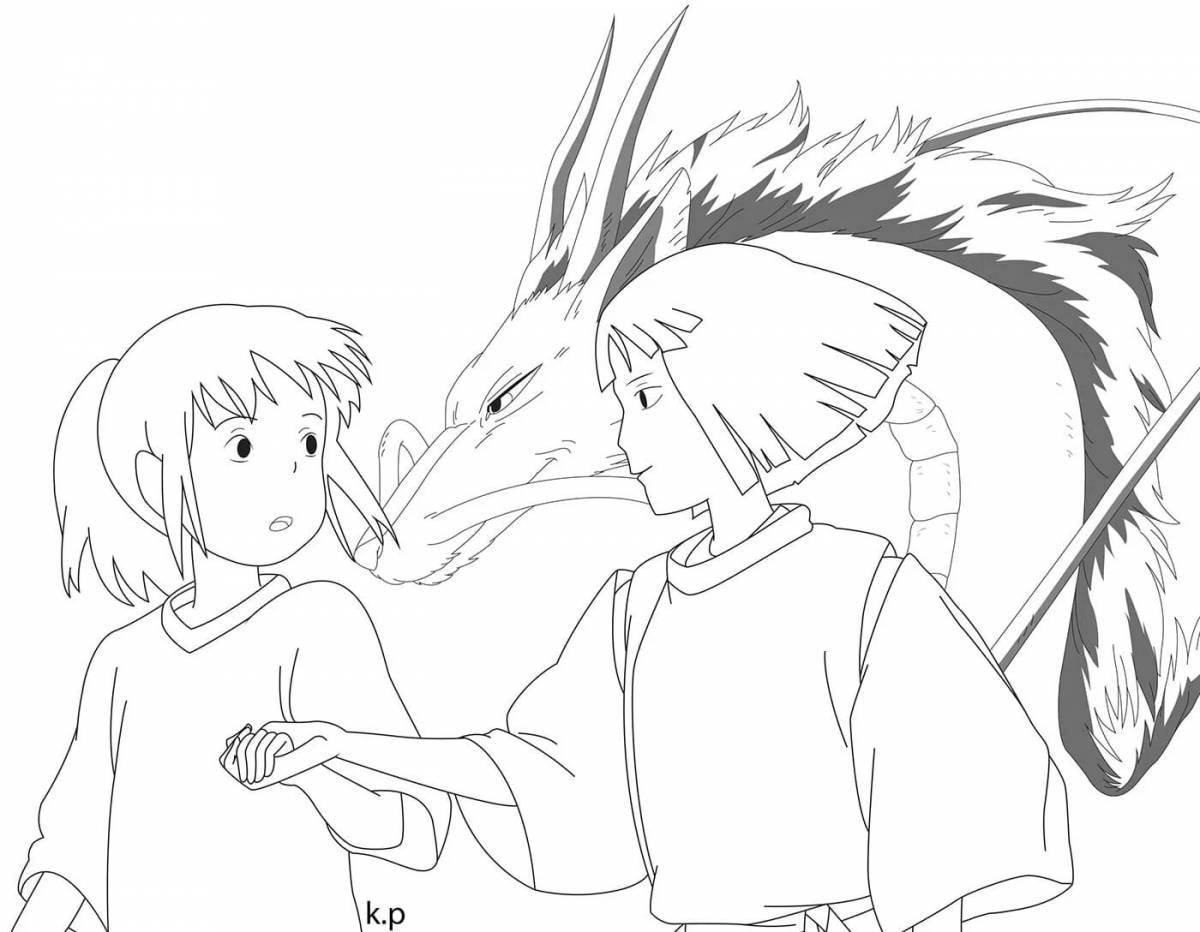 Serene coloring page anime spirited away