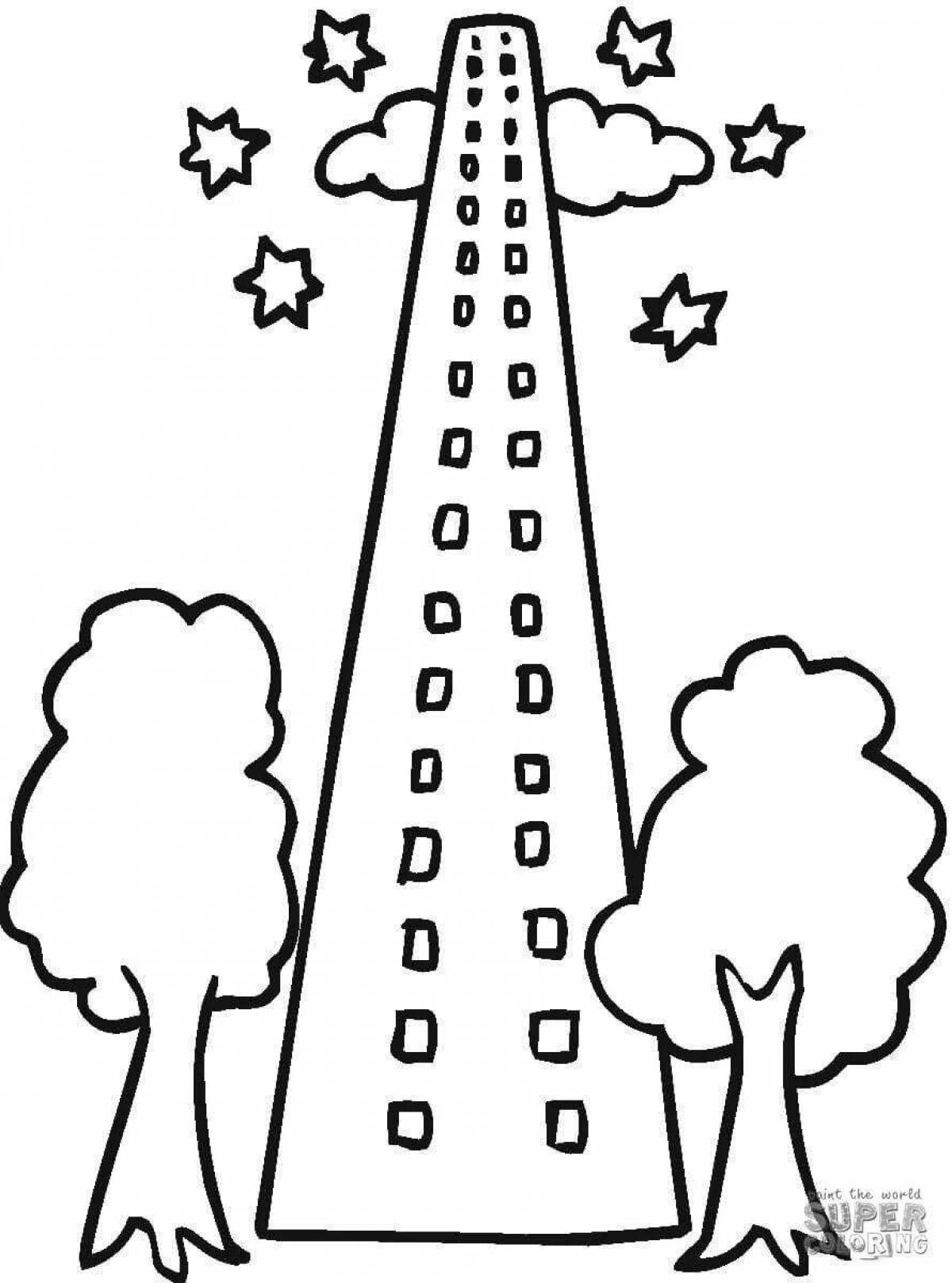 Photo Glitter skyscraper coloring book for kids