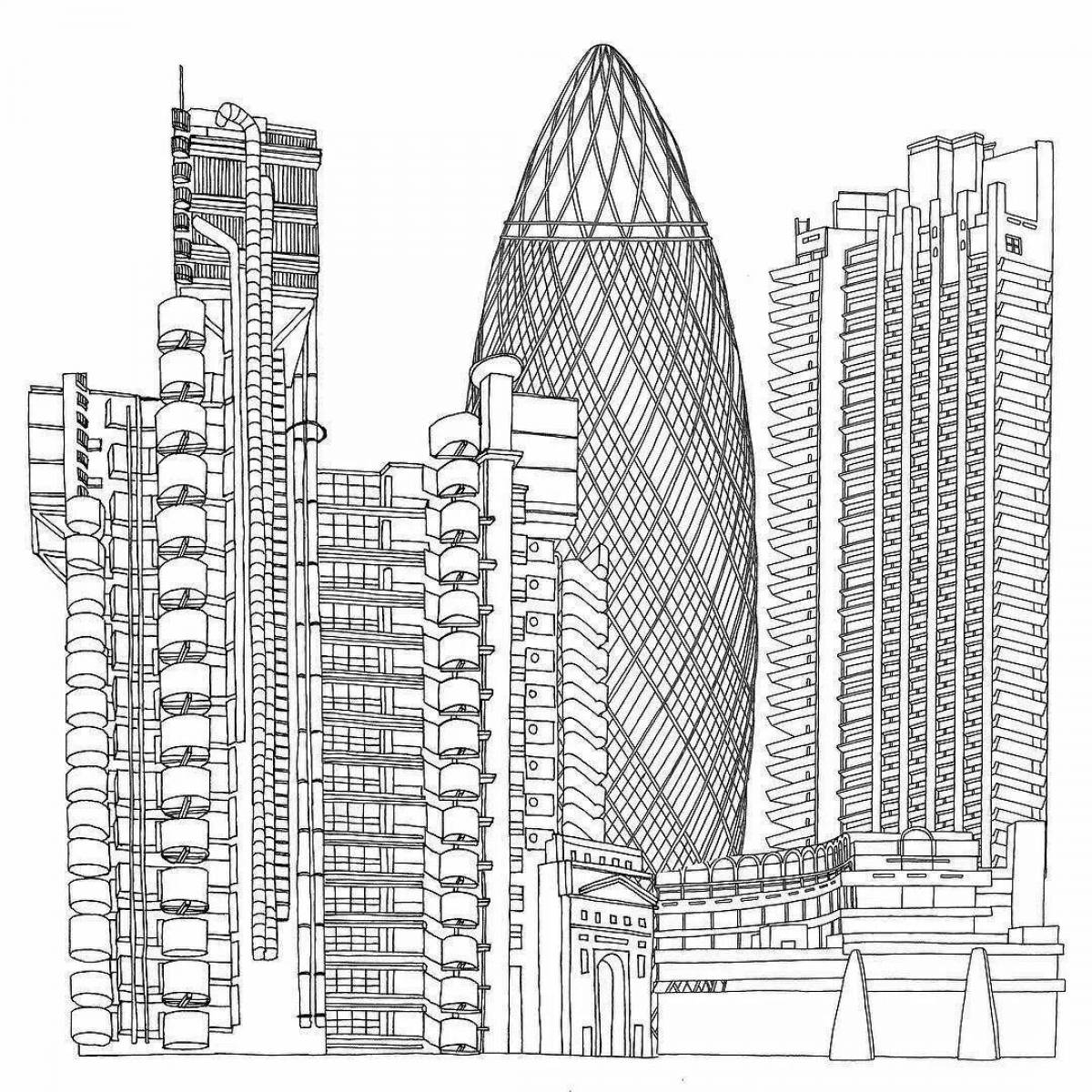 Photo Exquisite skyscraper coloring book for kids