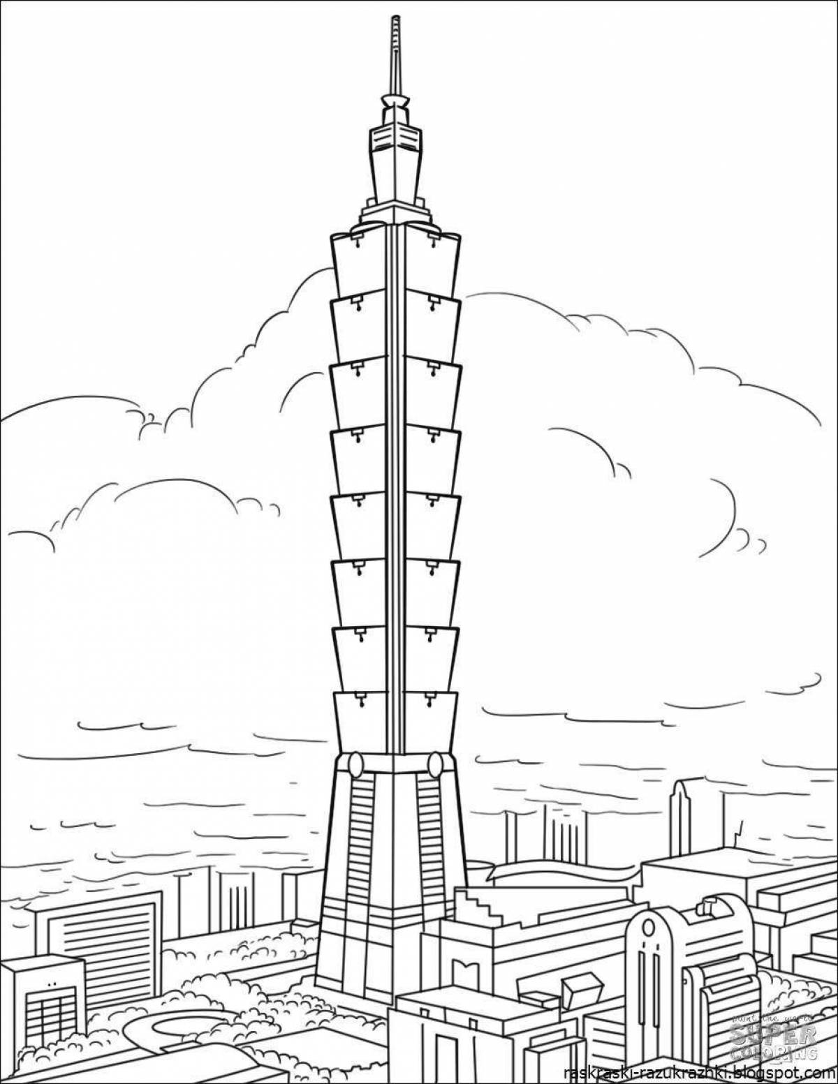 Perfect skyscraper coloring book for kids