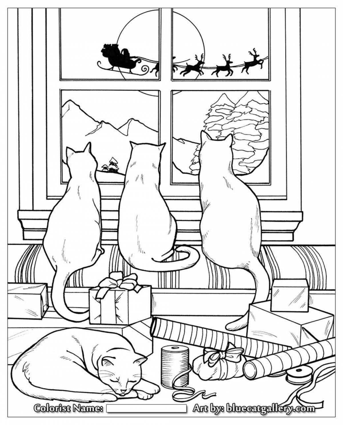 Adorable kitten coloring page
