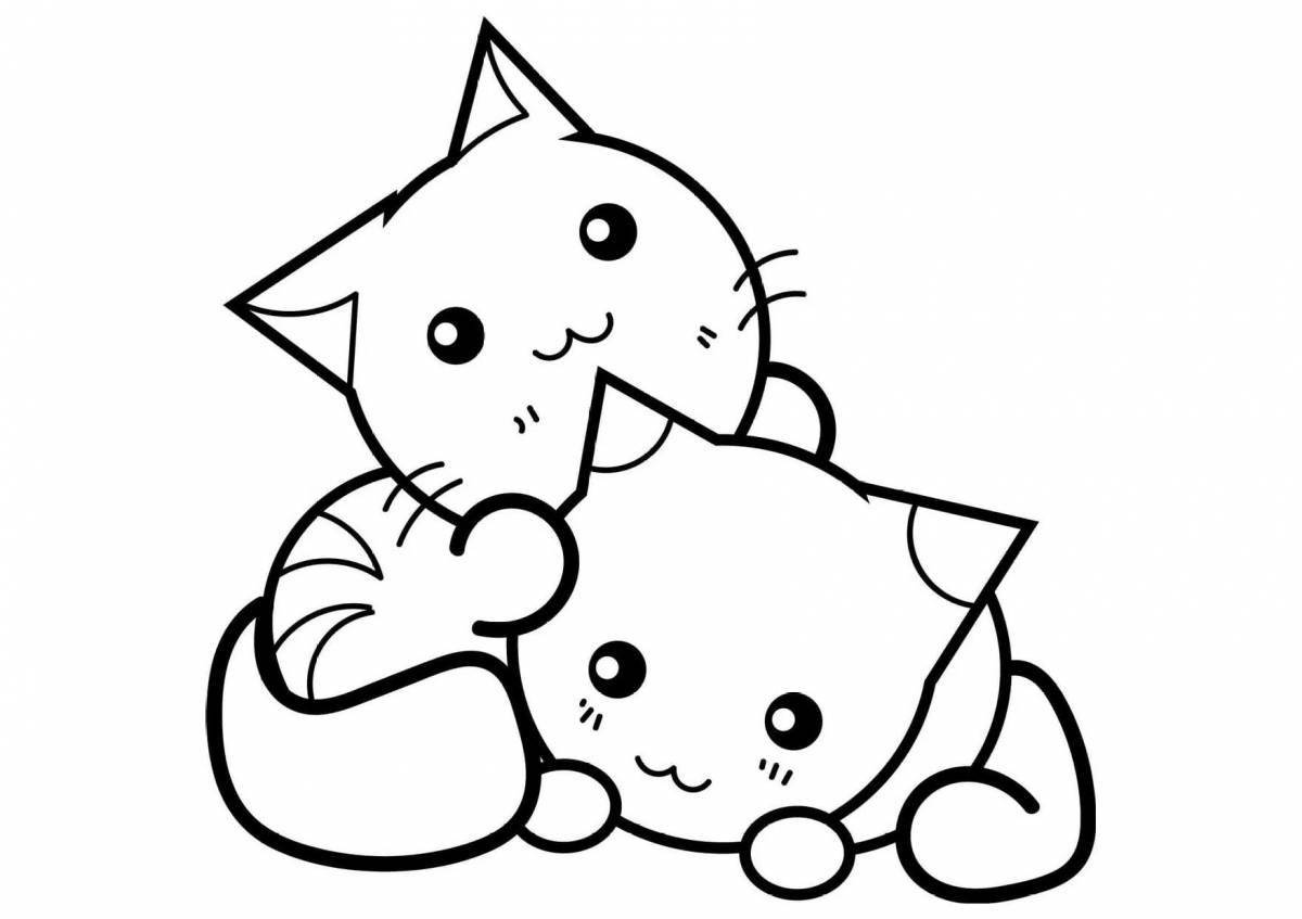 Cute anime cat coloring book