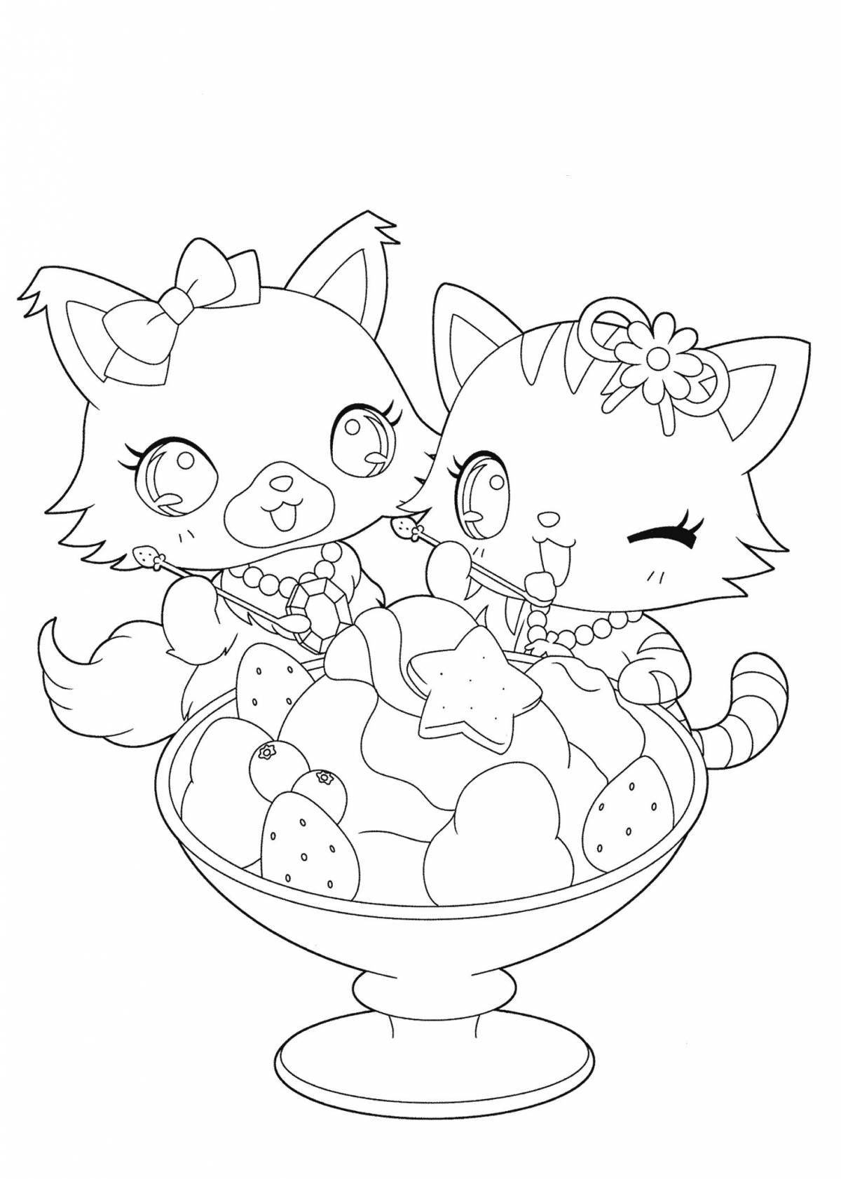 Live anime cat coloring book