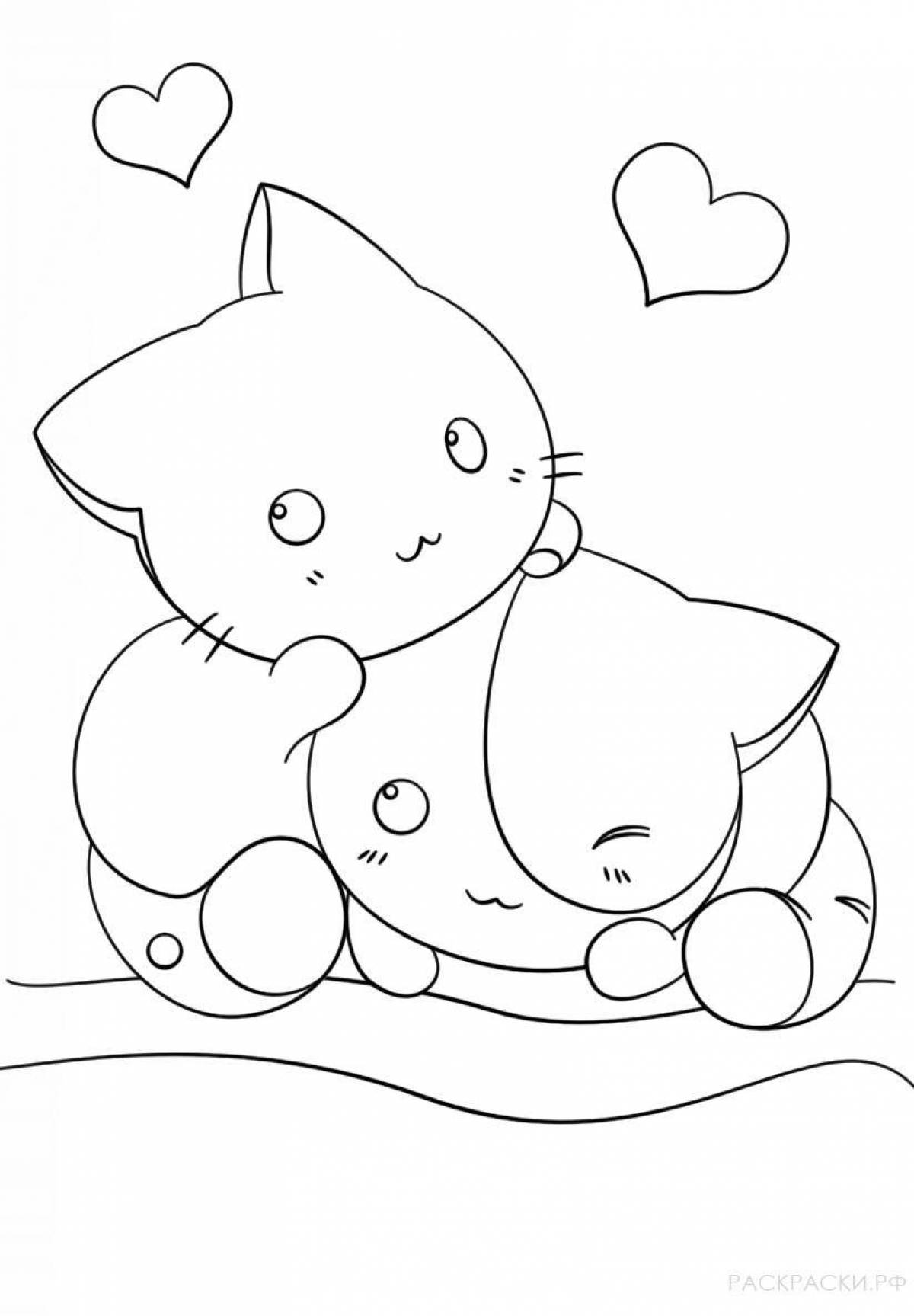 Cute anime cat coloring book