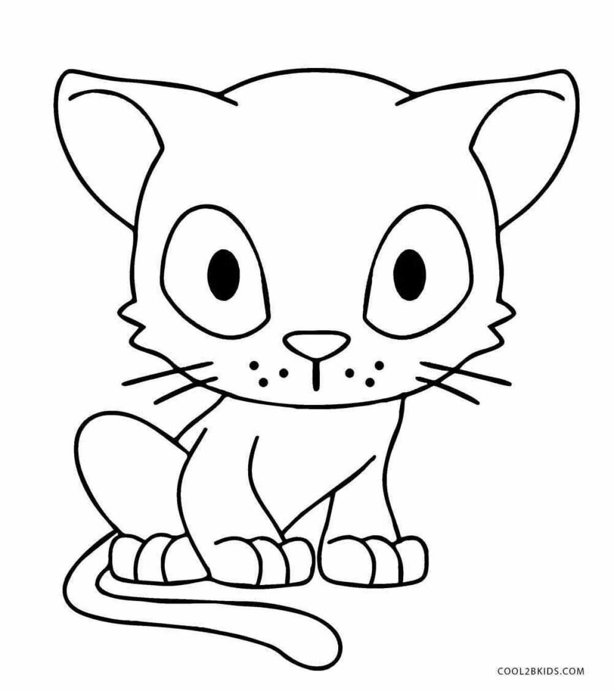 Яркая аниме-кошка раскраска