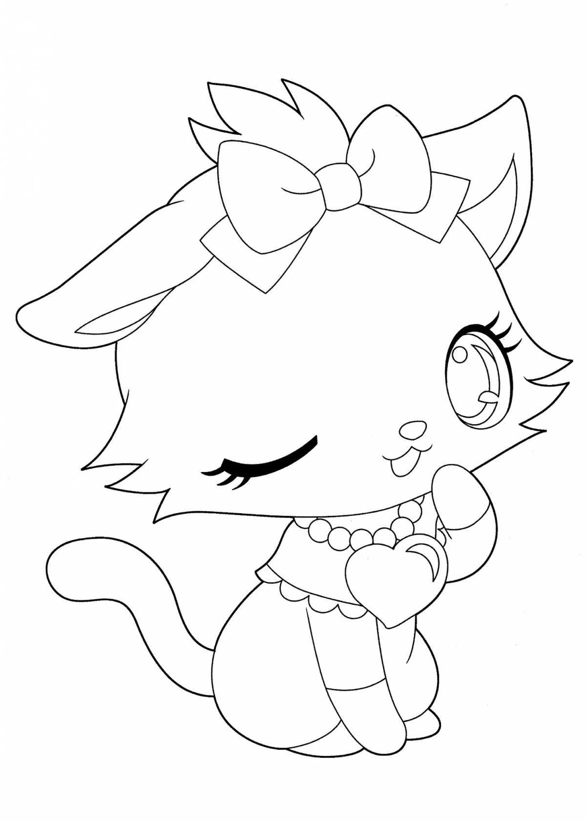 Coloring fluffy anime cat