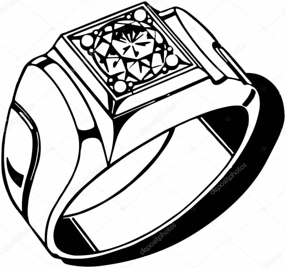 Красочное кольцо с камнем раскраска
