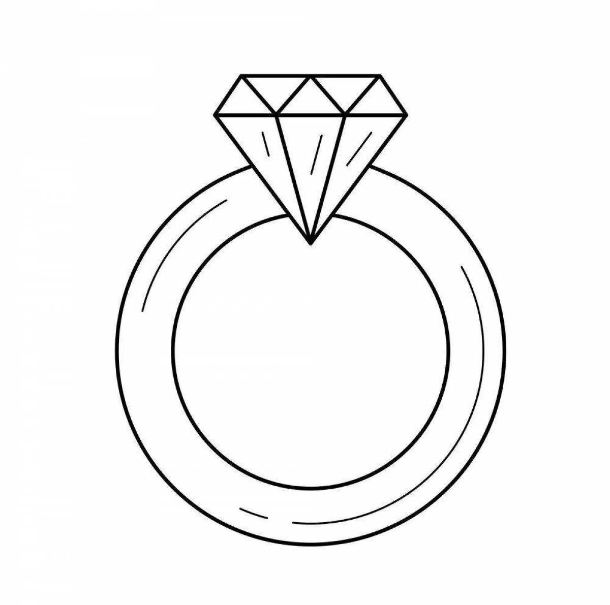 Coloring page dazzling stone ring